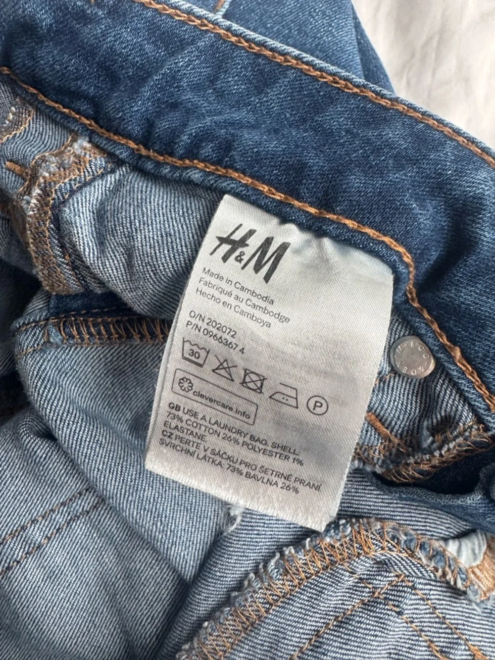 H&M Dark Blue Straight Leg Distressed Jeans - Picture 4 of 5